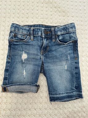 EUC GAP Kid’s 5 Blue Denim Distressed Bermuda Jean Shorts Skater Cotton